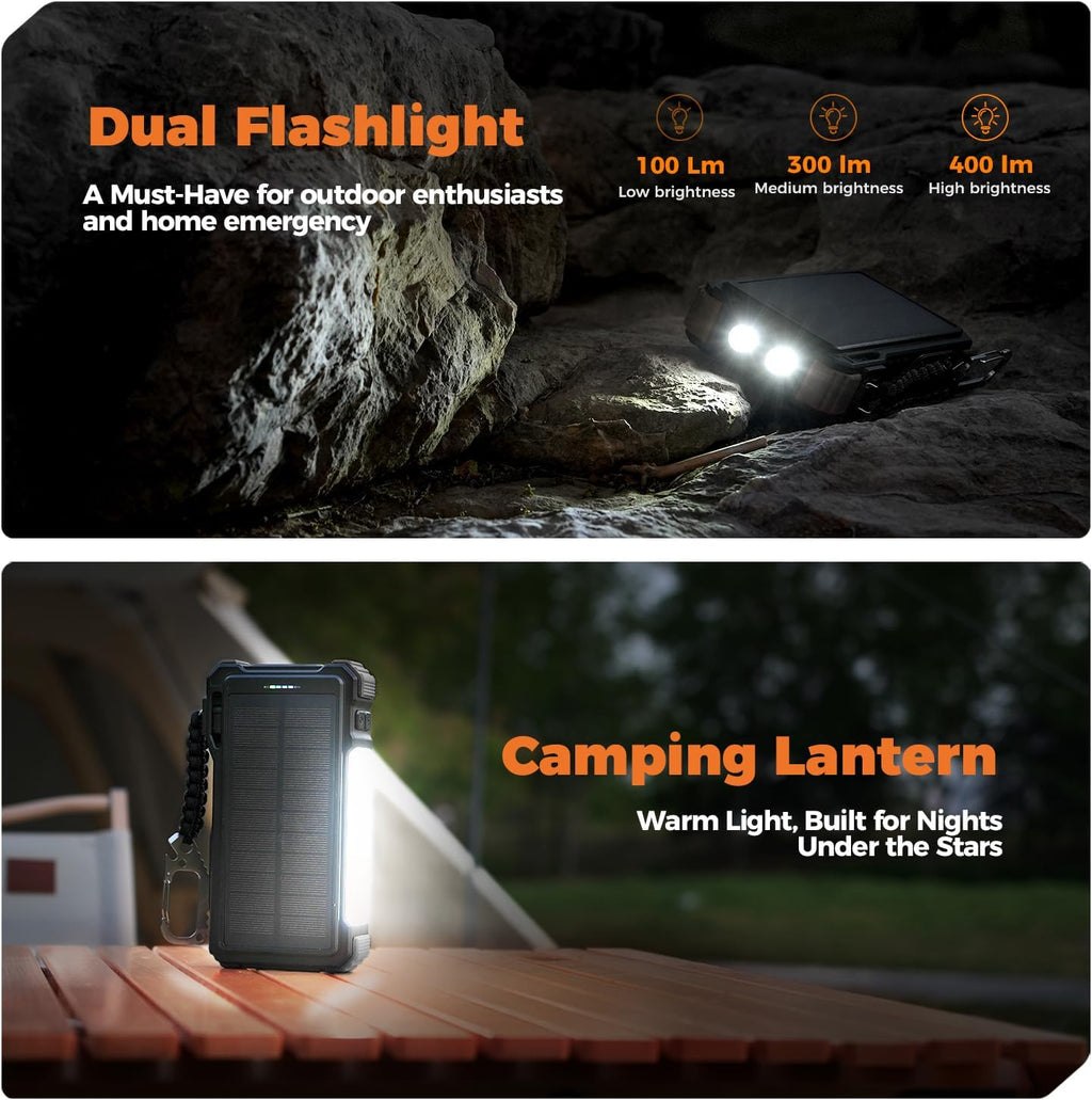 BLAVOR Solar Power Bank 20000mAh Built-in Cables, Wireless Charger for Apple Watch, 20W Fast Charging Battery Pack with USB C, Flashlight, Solar Charger for iPhone, iPad, iWatch, Samsung