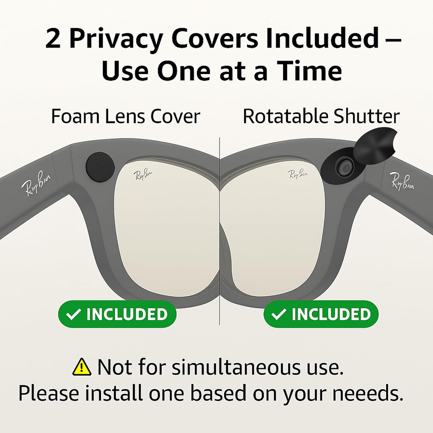 LED Light Privacy Cover for Ray-Ban Meta Smart Glasses – Rotating Camera Lens Shutter Compatible with Wayfarer/Skyler/Headliner(Gen 2), 6PCS Rotating LED Light Blocker Glasses Accessories
