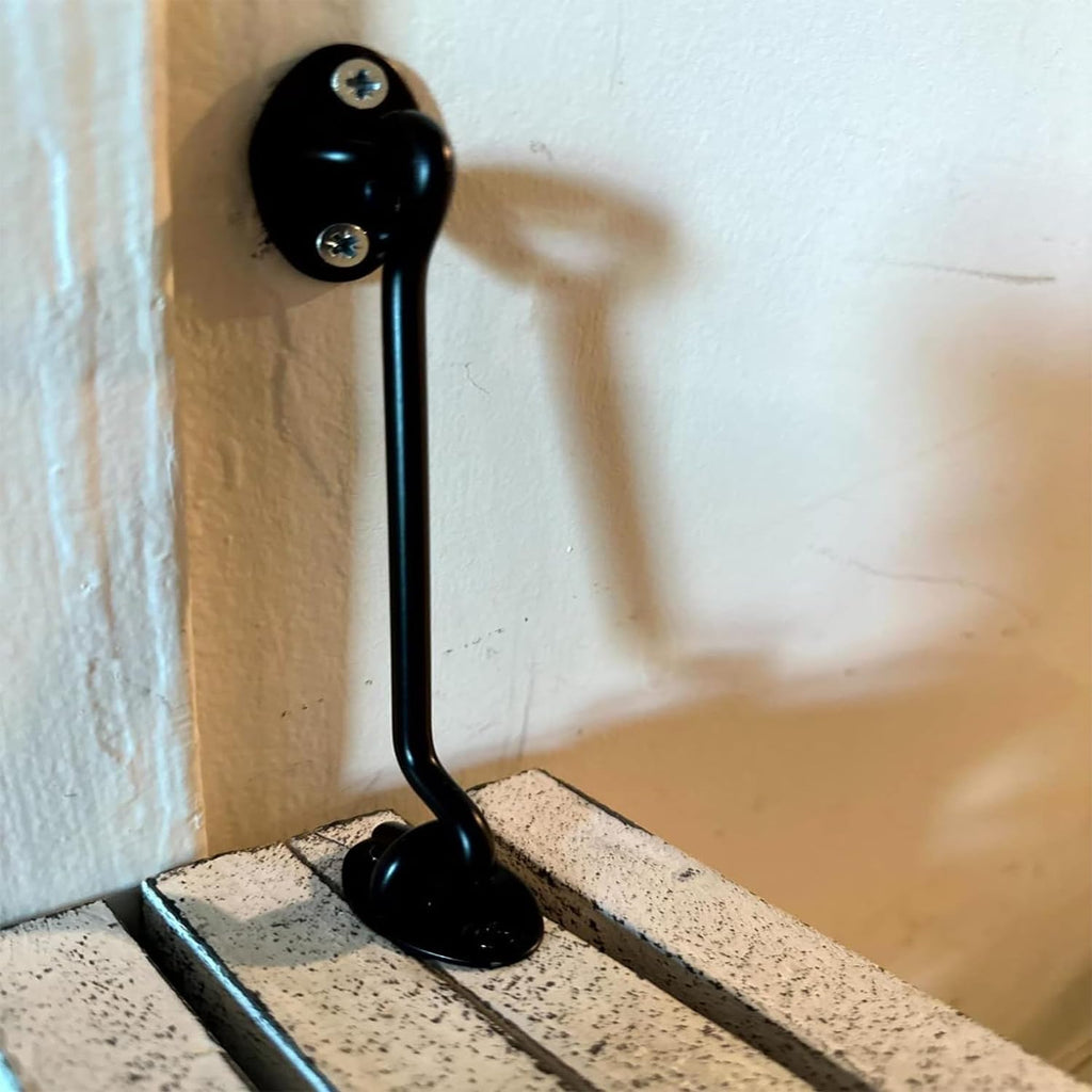 4 Pack Barn Door Latch Door Lock Hardware, Sliding Door Lock Eye Hook Latch with Screws, Rust-Resistant Metal Gate Latch, Privacy Hooks Latch for Inside Door, Wooden Fence