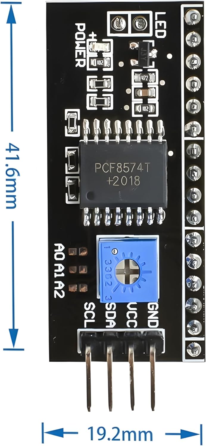 5Pcs PCF8574T I2C IIC Expansion Board Converter Module, Support LCD1602 LCD2004 Blue Backlight LCD Display Adapter Plate, with Integrated Circuits, for Arduino Robot UNO R3 MEGA DIY