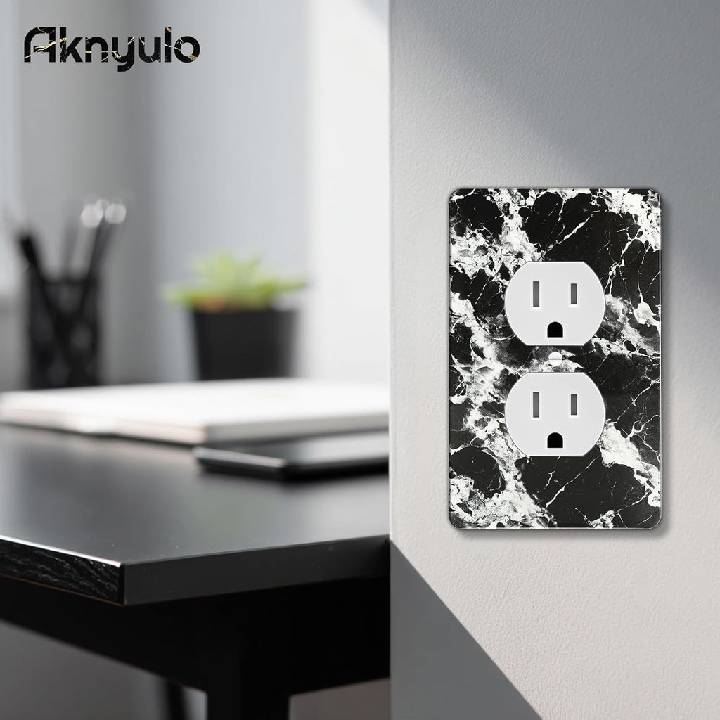 Black White Marble Pattern Acrylic Outlet Covers Light Switch Plate Decorative Wall Plate Light Switch Plate Cover Double Hole Outlet Plate Cover