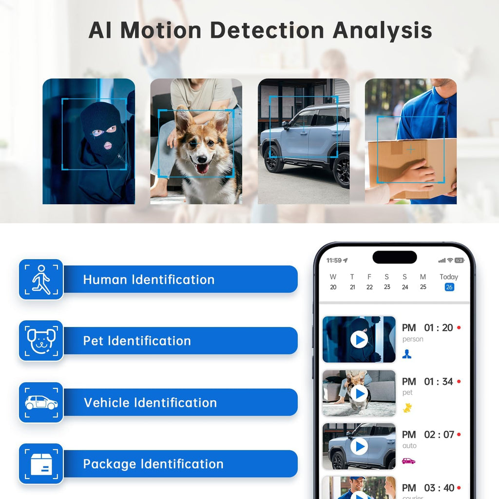 Security Camera Indoor Cam-2K 360° WiFi Cameras for Home Security,Pan & Tilt,Pet/Dog/Baby Camera with Phone app,2-Way Audio,Night Vision,24/7 Cloud & Micro SD Card Storage 1 Pack