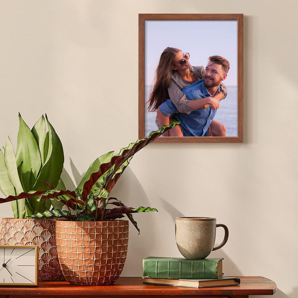 Renditions Gallery 11X14 Custom Photo Prints with Real Wood Picture Frames. Create Personalized Photos with Peel & Stick Photo Frames. Single, Brown Frame