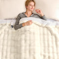 Homemate Heated Blanket Electric Throw - 50"x60" Heating Blanket Throw 1/2/4/6/8 Hours Auto-Off 10 Heat Levels Over-Heat Protection Luxury 800 GSM Faux Fur 200 GSM Sherpa ETL Certification