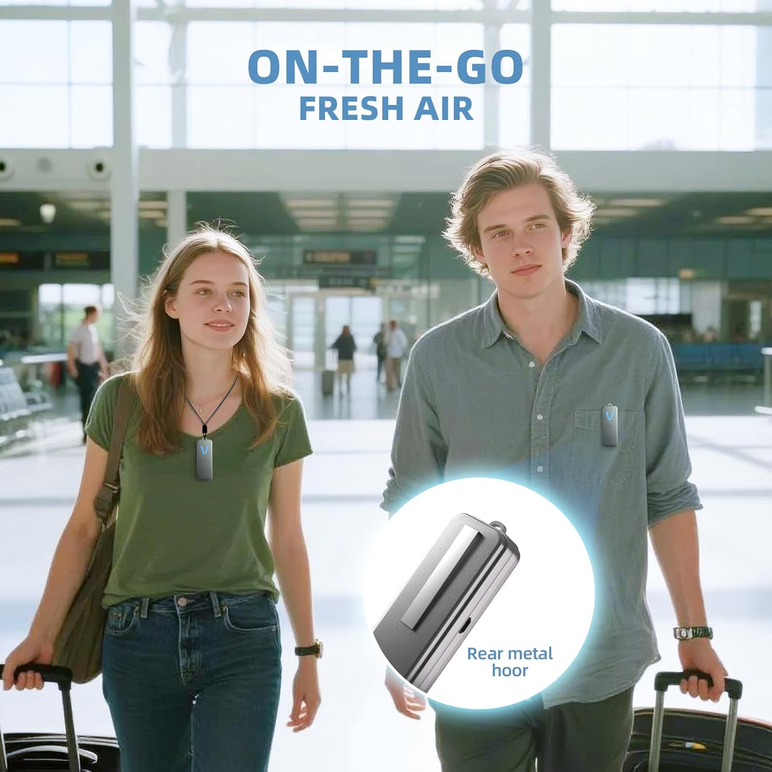 Air Purifier – F2V Portable Personal Wearable Mini Negative Ion Air Ionizer, USB Rechargeable, Filter-Free & Quiet, Ideal for Travel, Commute, Home & Office, Gray or White