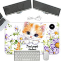 Heated Mouse Pad with 3 Temperature Settings(104°F–122°F),Large 24x14.2 Inch PU Leather Heated Desk Mat,Waterproof Warming Pad for Office,Gaming & Cold Hands Relief,Cute Cat Flower