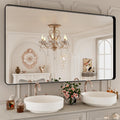 Bathroom Mirror Black,50x30 Inch Large Matte Black Bathroom Vanity Mirror,Rectangle Black Metal Framed Mirror for Wall,Anti-Rust,Shatter-Proof (Horizontal/Vertical)