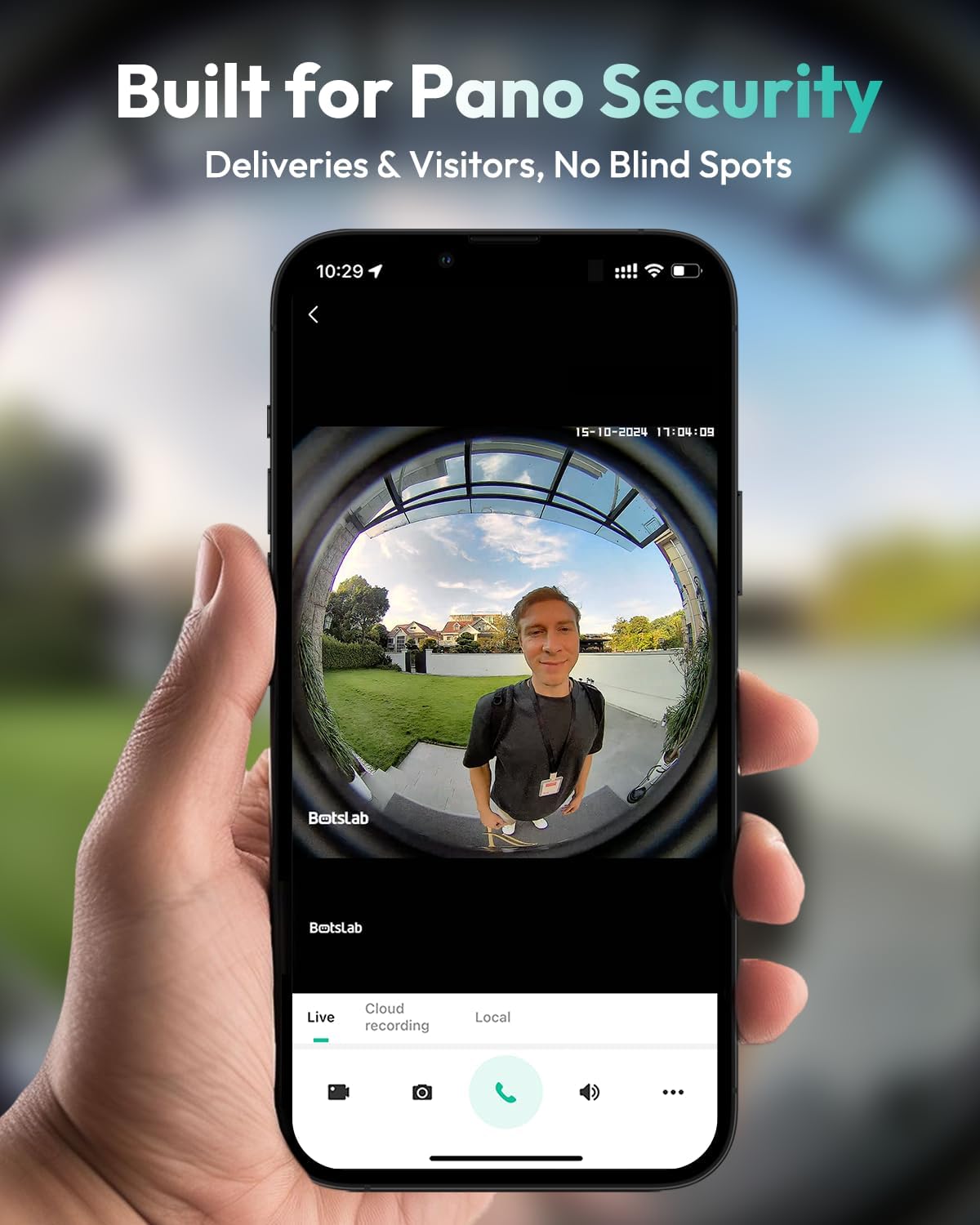 BOTSLAB Doorbell Camera Wireless, 5MP Video Doorbell, 180°Panoramic View, No Monthly Fee, 2.4 GHz WiFi, AI Motion Detection, VR Mode, Battery or Wired Powered