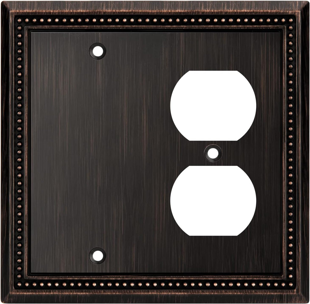 Henne Bery Sunken Pearls Heavy Duty Decorative Wall Plate Switch Plate Outlet Cover (Blank/Duplex, Aged Bronze)