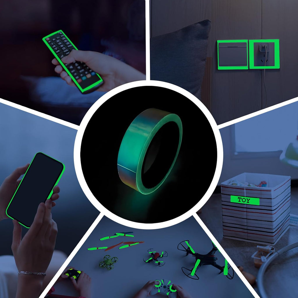 Glow in The Dark Tape - 33 FT X 1 Inch Fluorescent, Waterproof Luminous Reflective for Stairs, Walls, Steps, Exit Sign, Theatres, Staged & Dark Areas