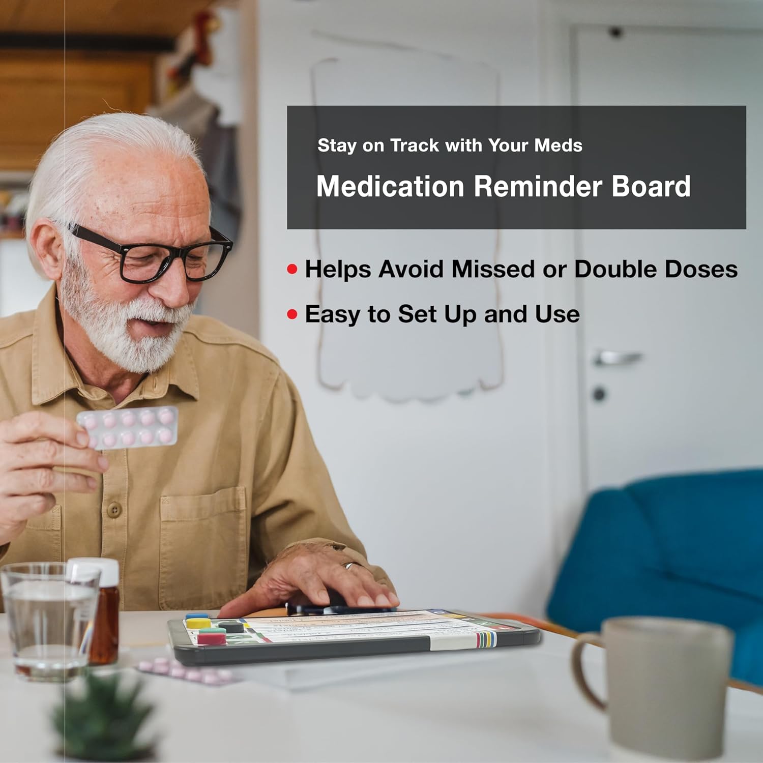 Medication Tracker for Seniors – Daily Pill Reminder Board with Color-Coded Cards – Easy-to-Read Visual Organizer, Pill Organizer Alternative for Dementia & Alzheimer’s Care