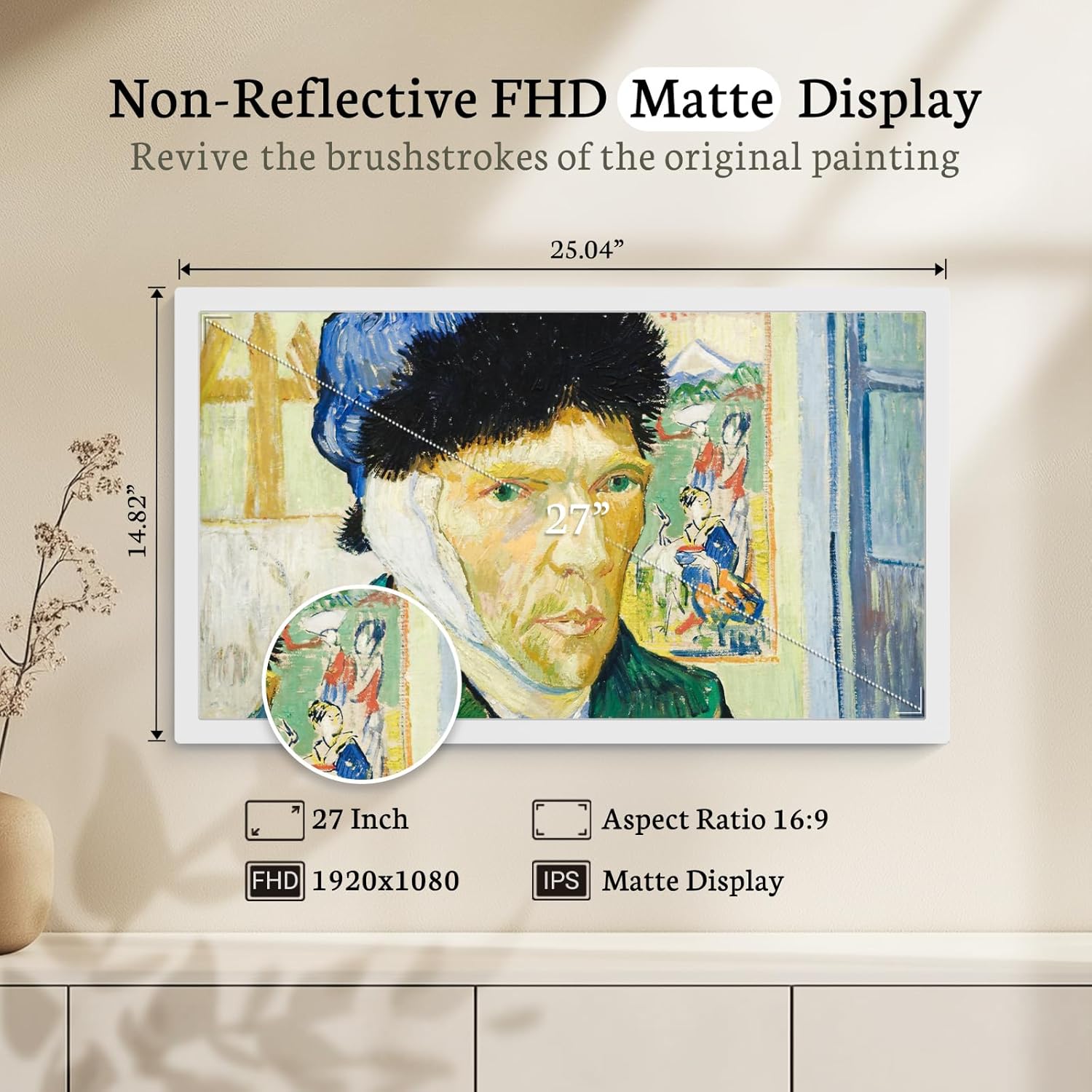 BSIMB Large Digital Picture Frame 27 Inch, 1920x1080 FHD WiFi Digital Photo Frame Electronic 32GB Display, Wall Mount Included, Share Pictures/Videos via App Easy Setup Gifts for Mom(Non-Touch), White