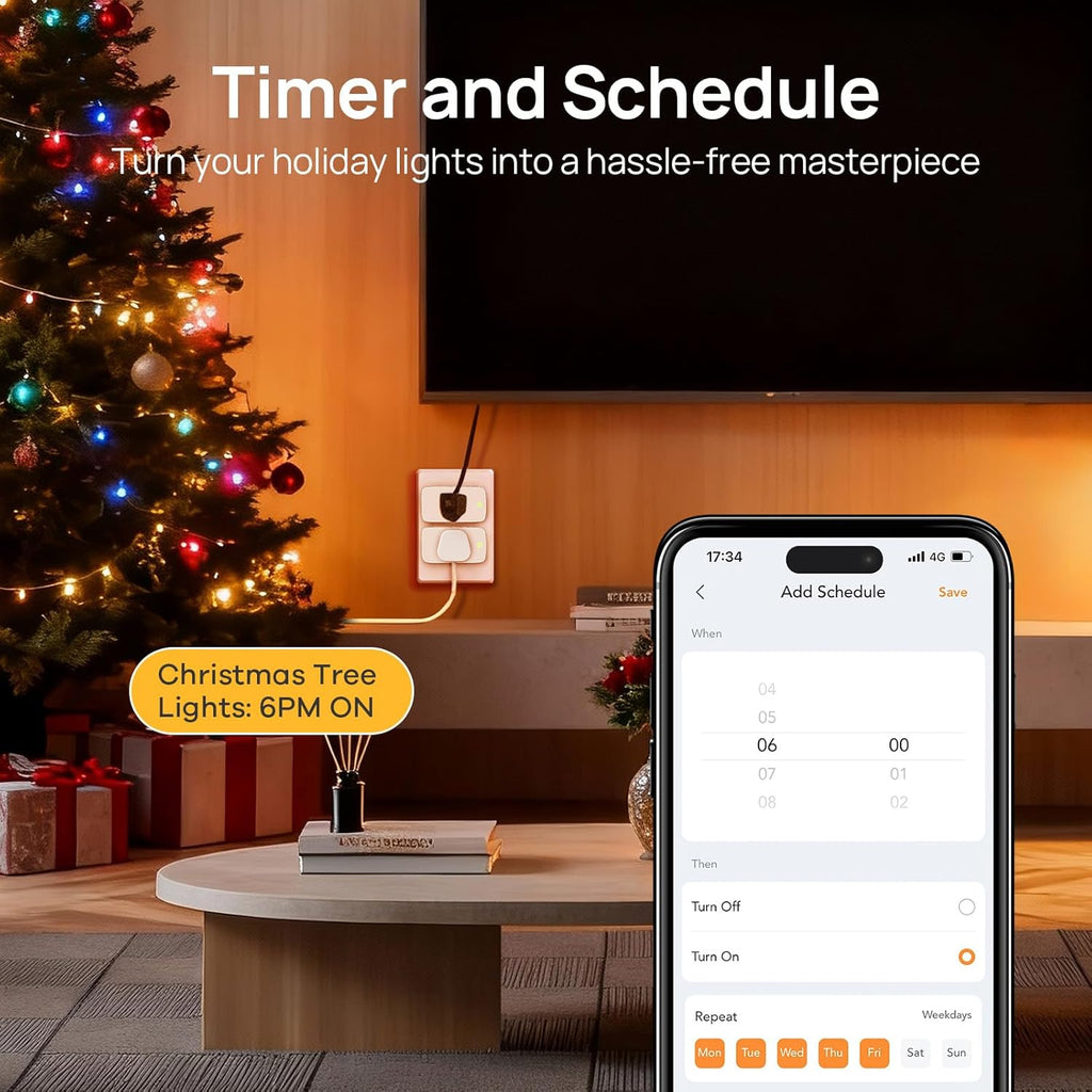 Linkind Matter Smart Plug, Smart Home Smart Outlet Timer, Work with Apple Home, Siri, Alexa, Google, SmartThings, 15A/1800W, APP Remote Control & Schedule, ETL & FCC Certified, 2.4G WiFi Only, 6 Pack