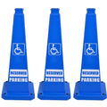 OrangeStar 3-Pack 28" Reserved Parking Cones, Large 4-Sided Message Safety Traffic Cones with Heavy Rubber Base for Indoor Outdoor Use, Parking Lot Control, Driveway Barriers, Blue