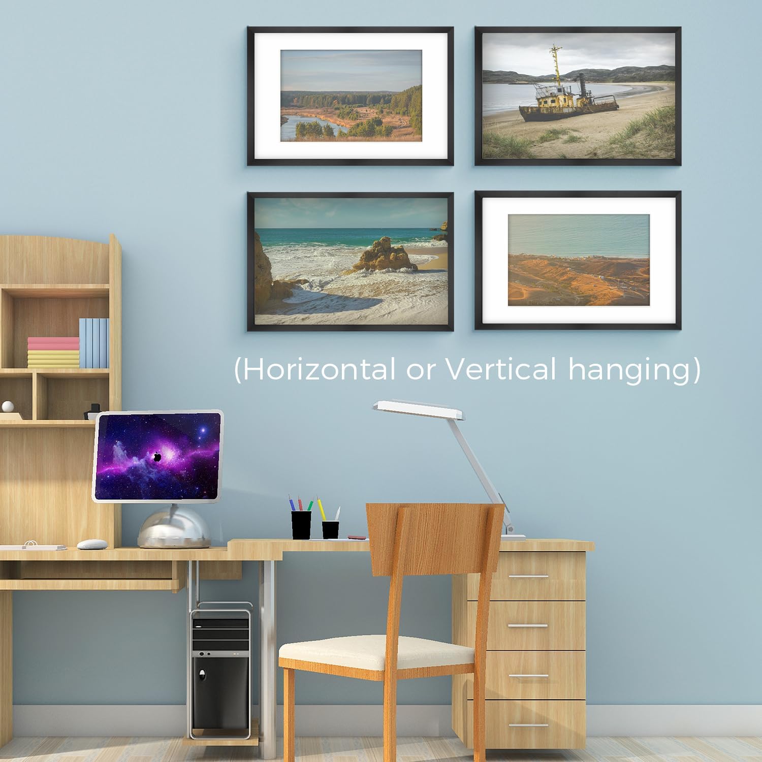 Golden State Art, 16X24 Picture Frame with Mat for 12X18 - High Definition Glass Wall Mounting Horizontal Vertical Display (Black, 1 Pack)