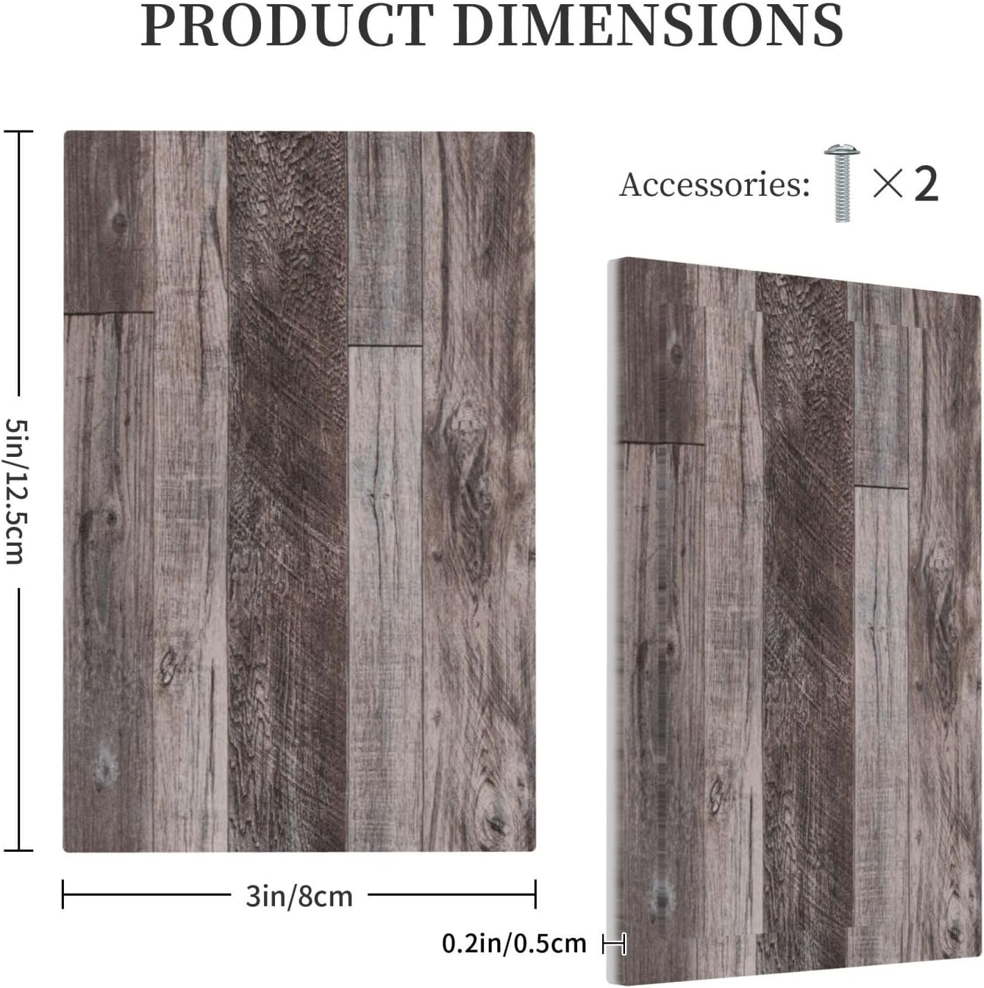 Light Switch Cover Plate Rustic Dark Grey Wood Retro Country Wooden 1 Gang No Device Blank Electrical Wall Plates Faceplate Decorative Switch Plate for Farmhouse Cabin Decor