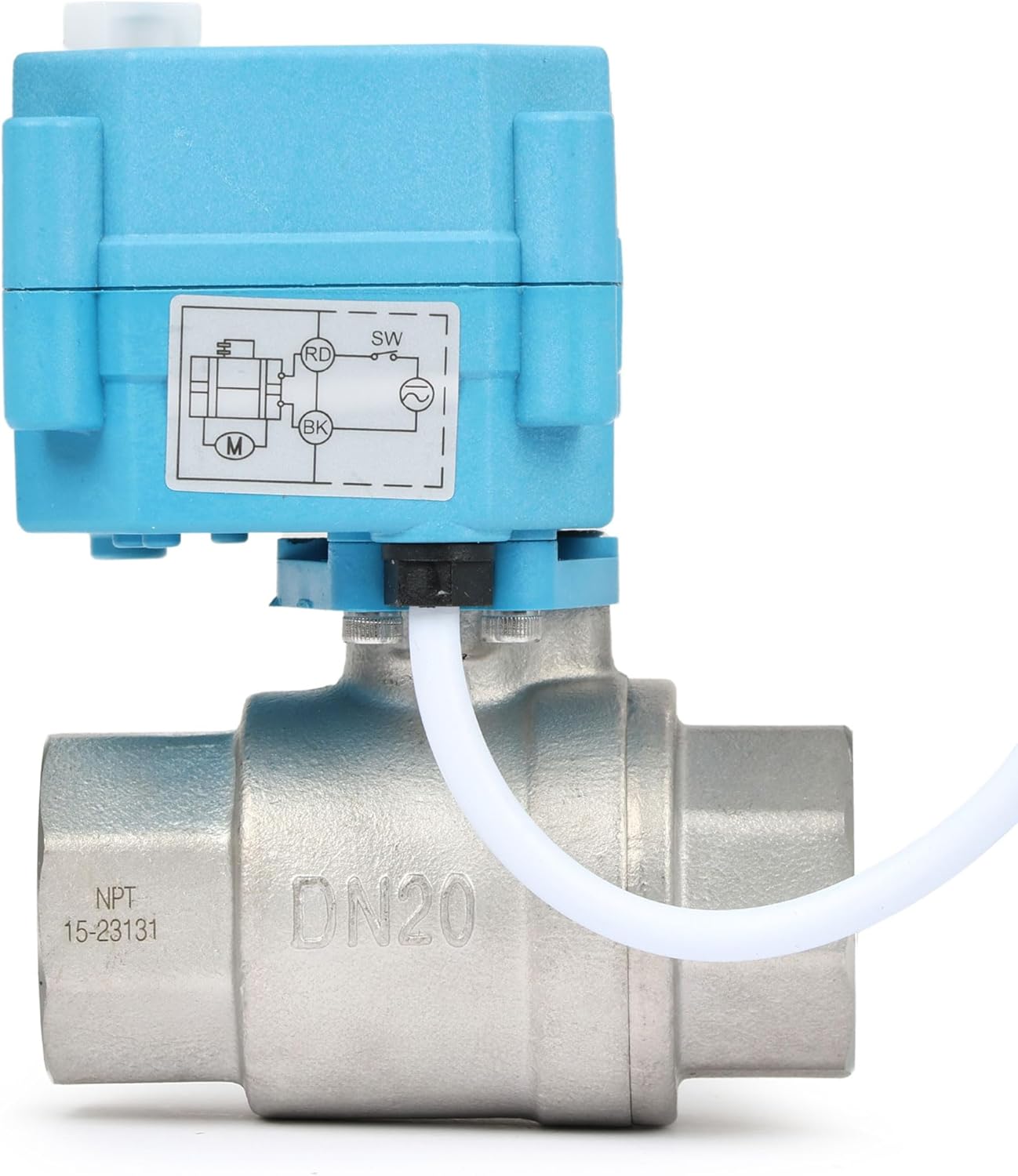 U.S. Solid Motorized Ball Valve - IP67 3/4inch Stainless Steel Ball Valve 110-230V with Waterproof Cover, Full Port, 2 Wire Auto Return, Normally Closed