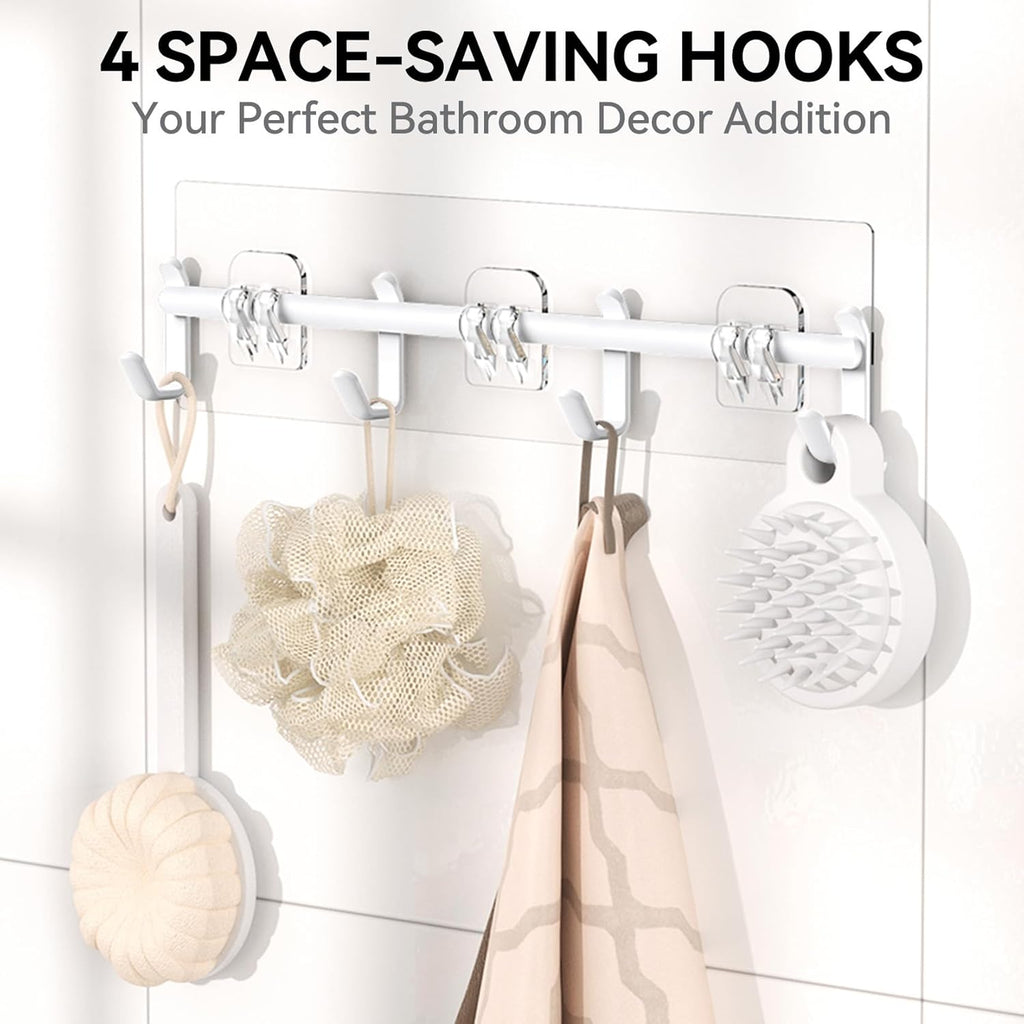 YASONIC Shower Caddy, 6 Pack Large Capacity shower organizer with Soap Holder and 12 Hooks, Rustproof Shelves for Inside Shower, No Drilling&Sleek Bathroom Organizers and Storage White
