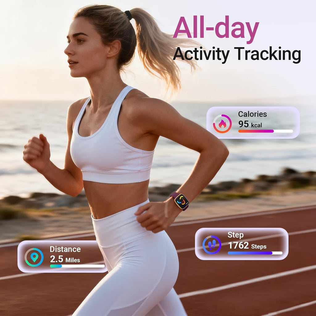 Fitpolo Smart Watch for Women, 1.85" AMOLED Fitness Tracker with Bluetooth Call, Heart Rate/Sleep/SPO₂ Monitor, 100+ Sports Modes, 3ATM Waterproof Smartwatch for Android/iPhone, Includes 2 Bands