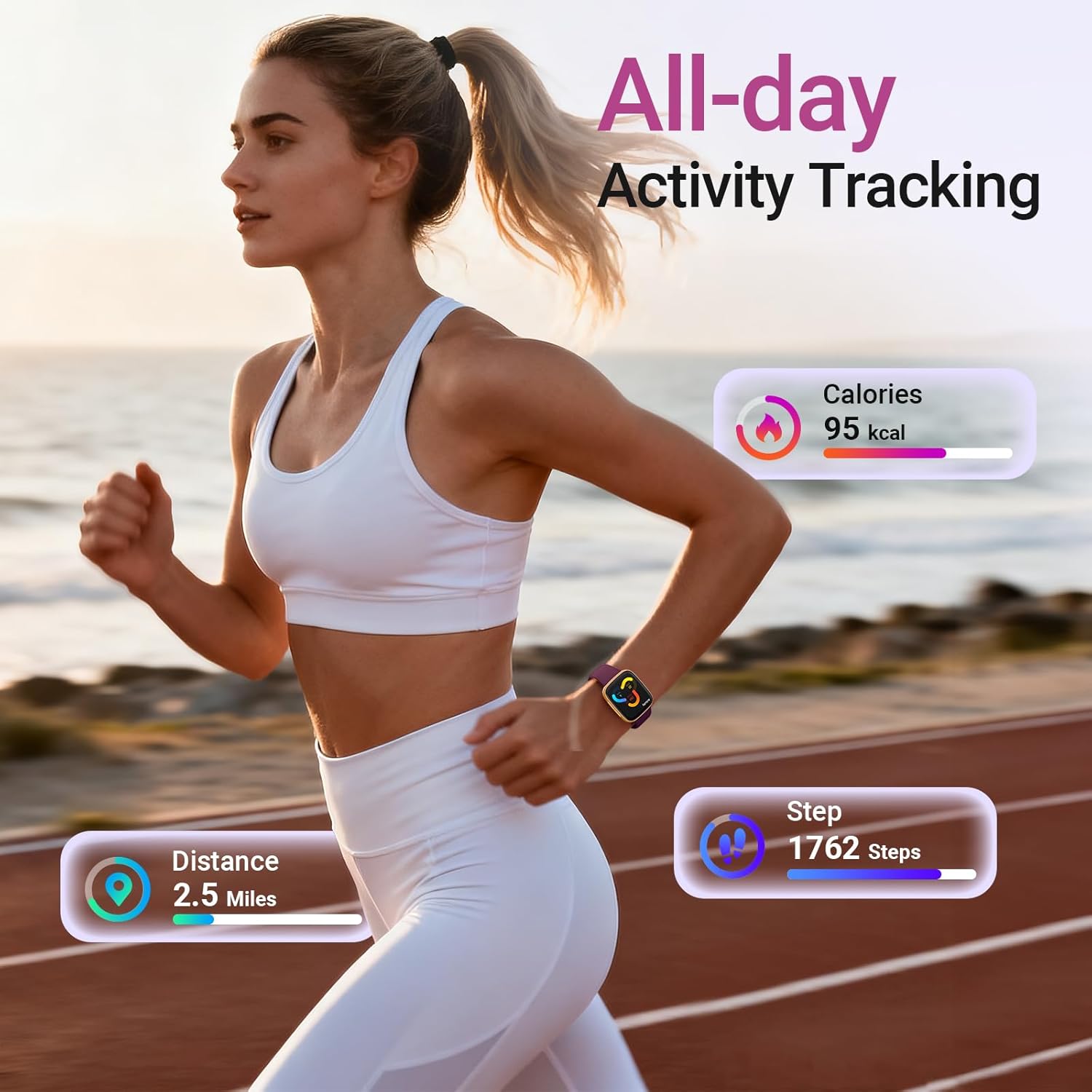 Fitpolo Smart Watch for Women, 1.85" AMOLED Fitness Tracker with Bluetooth Call, Heart Rate/Sleep/SPO₂ Monitor, 100+ Sports Modes, 3ATM Waterproof Smartwatch for Android/iPhone, Includes 2 Bands