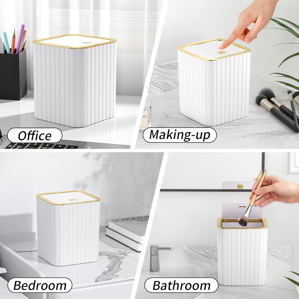 Bathroom Accessory Set - Bathroom Set, 12PC Bathroom Accessories Set, White Bathroom Accessories Set, Mini Trash Can, Toilet Brush, Trash Can & Soap Dispenser