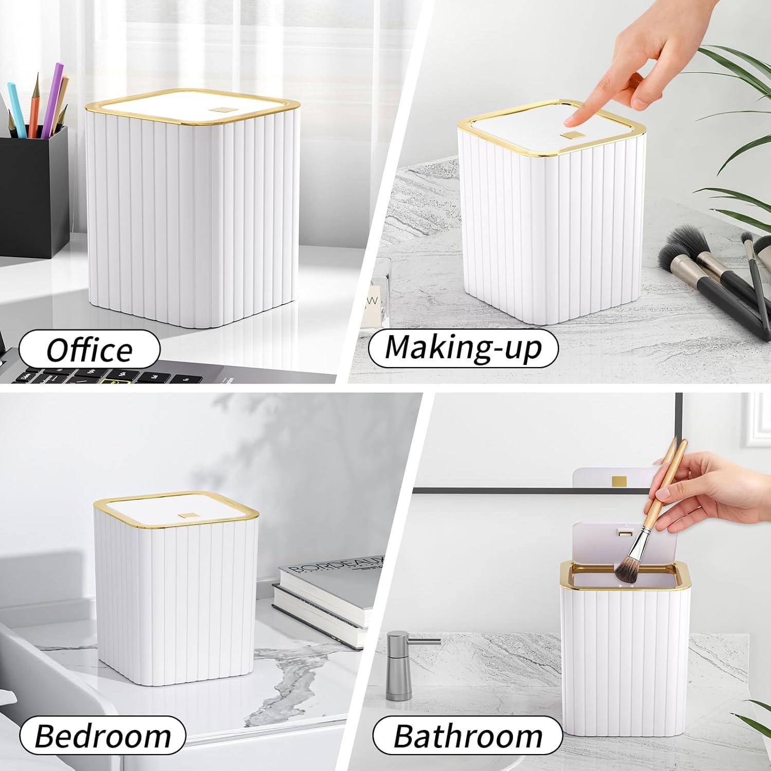 Bathroom Accessory Set - Bathroom Set, 27PC Bathroom Accessories Set, White Bathroom Sets with Shower Curtain and Rugs, Mini Trash Can, Toilet Brush, Trash Can & Soap Dispenser