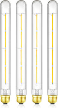 XININSUN T300 Led Bulb, 11.8 Inch Long Tubular Led Light Bulbs, 100Watt Equivalent, 1000lm, Dimmable, Clear Glass, E26 10W T10 LED Edison Tube Lamp Bulb,4 Pack. (6W=60W 3000K)