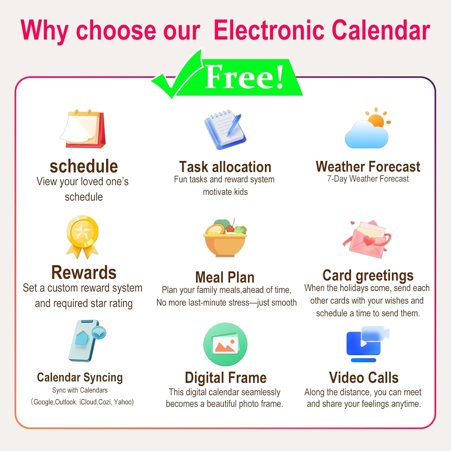 Digital Calendar wall touch screen 15.6" Great for Organizing Your 2026 Calendar, Syncs with Multiple Calendars(google calendar) Online, Horizontal, Vertical, and Wall Mountable