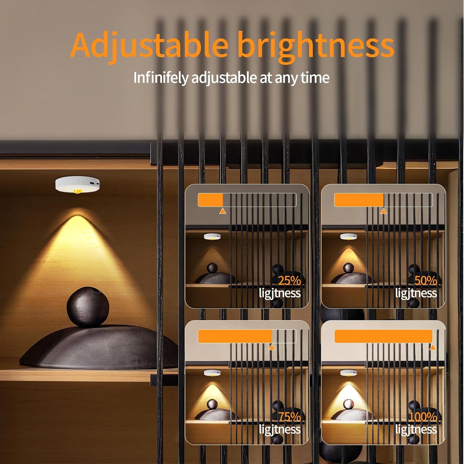 Puck Lights Cordless with Remote Control, 2200mAh Rechargeable Under Counter Lighting,3 Color Temperatures Dimmable Under Cabinet,Closet Light,Tap Light for Hallway (White, 5PCS)
