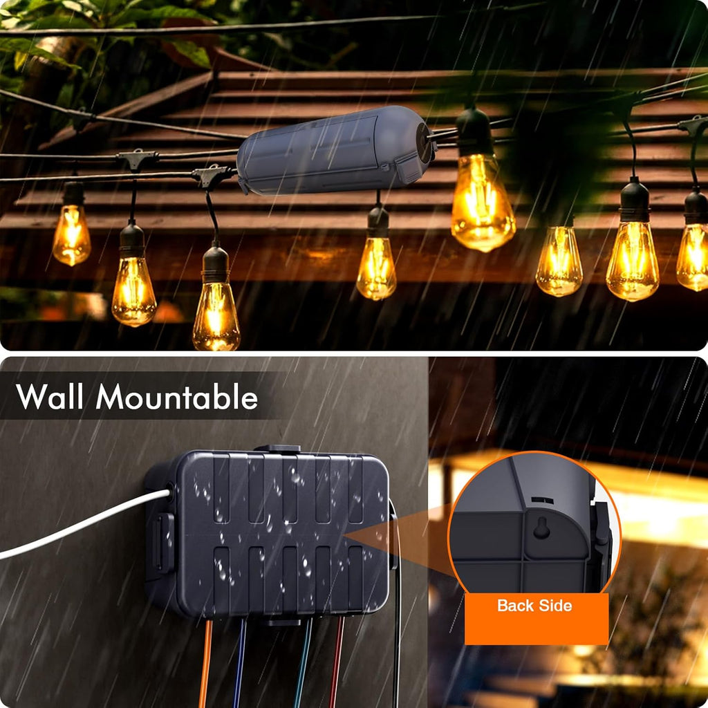 RESTMO 5-Piece Outdoor Waterproof Electrical Box Set – 12.5" x 8.5" x 5" Large & 7.1" x 2.3" x 2.3" Small, Weatherproof Boxes for Power Strip, Outlet, Plug, Socket, Timer, Holiday Light, Gray