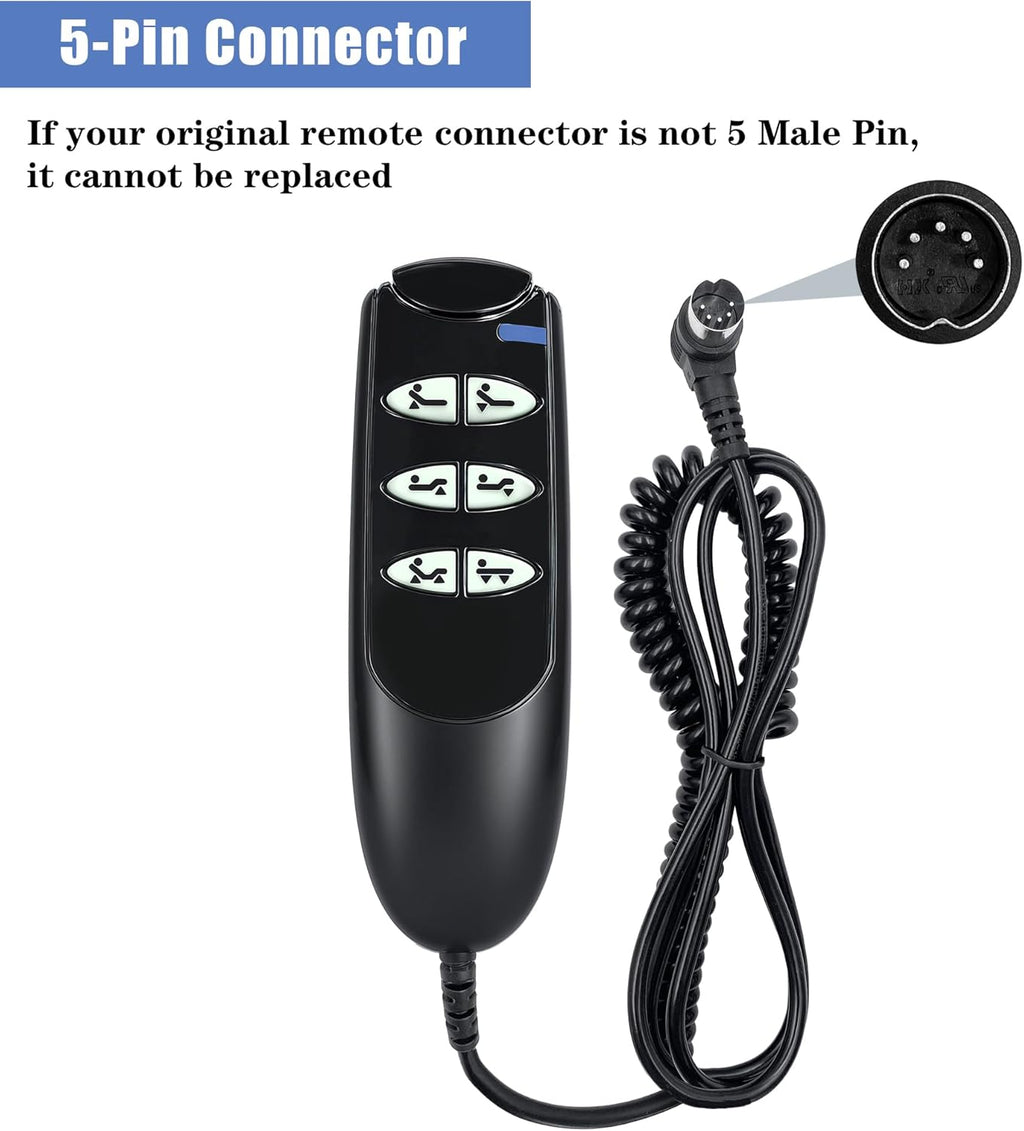 6 Button 5 Pin Remote Hand Control Handset for Electric Hospital Beds Model 15030 and Drive Medical Delta Ultra Light 1000 Semi
