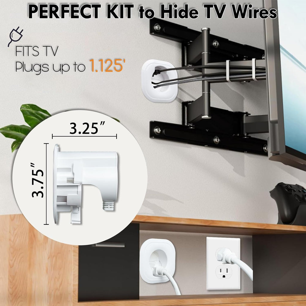 In Wall Cable Management Kit,TV Cord Hider for Wall Mounted TV& Soundbar,TV Cable Hider Wall Kit with Hole Saw Drill,Power and Low Voltage Wire Management Easy install,TV Cable Hider for a Clean House