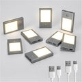 Rechargeable Motion Sensor Night Lights, 8-Pack - Painted Grey Aluminum Alloy, Ultra-Compact Magnetic Mount, 3000K Warm White Glow, Ideal for Hallways, Bedrooms, Stairs & Nightly Use