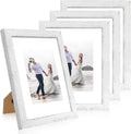 iRahmen 9x12 Picture Frame Set of 4 with Tempered Glass, Distressed White Frame Display 6x8 Picture with Mat or 9 x 12 Without Mat, Wooden Photo Frame for Wall Mount and Tabletop Display