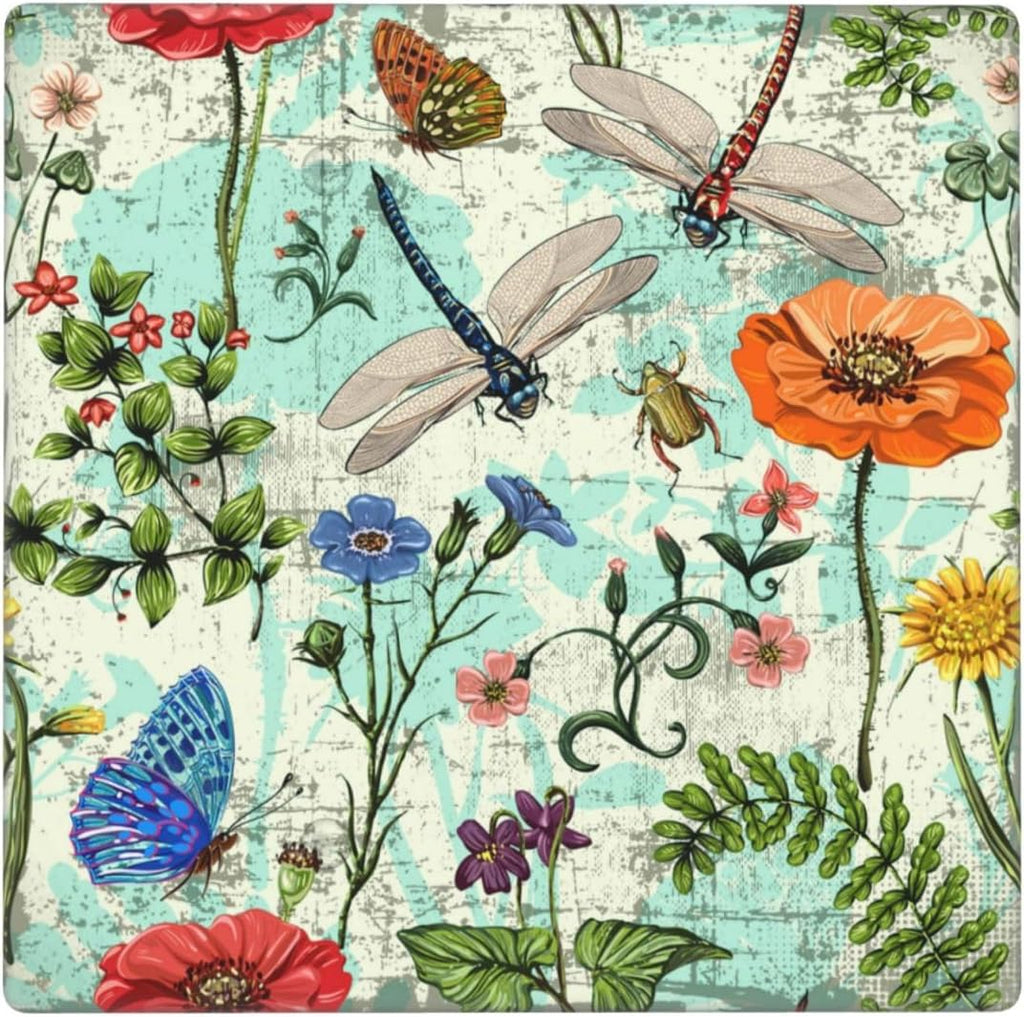 Dragonflies Flowers Butterfly 2 Gang Double Blank Outlet Light Switch Cover Decorative Wall Plate Cover For Home Living Bedroom Kitchen Decorative