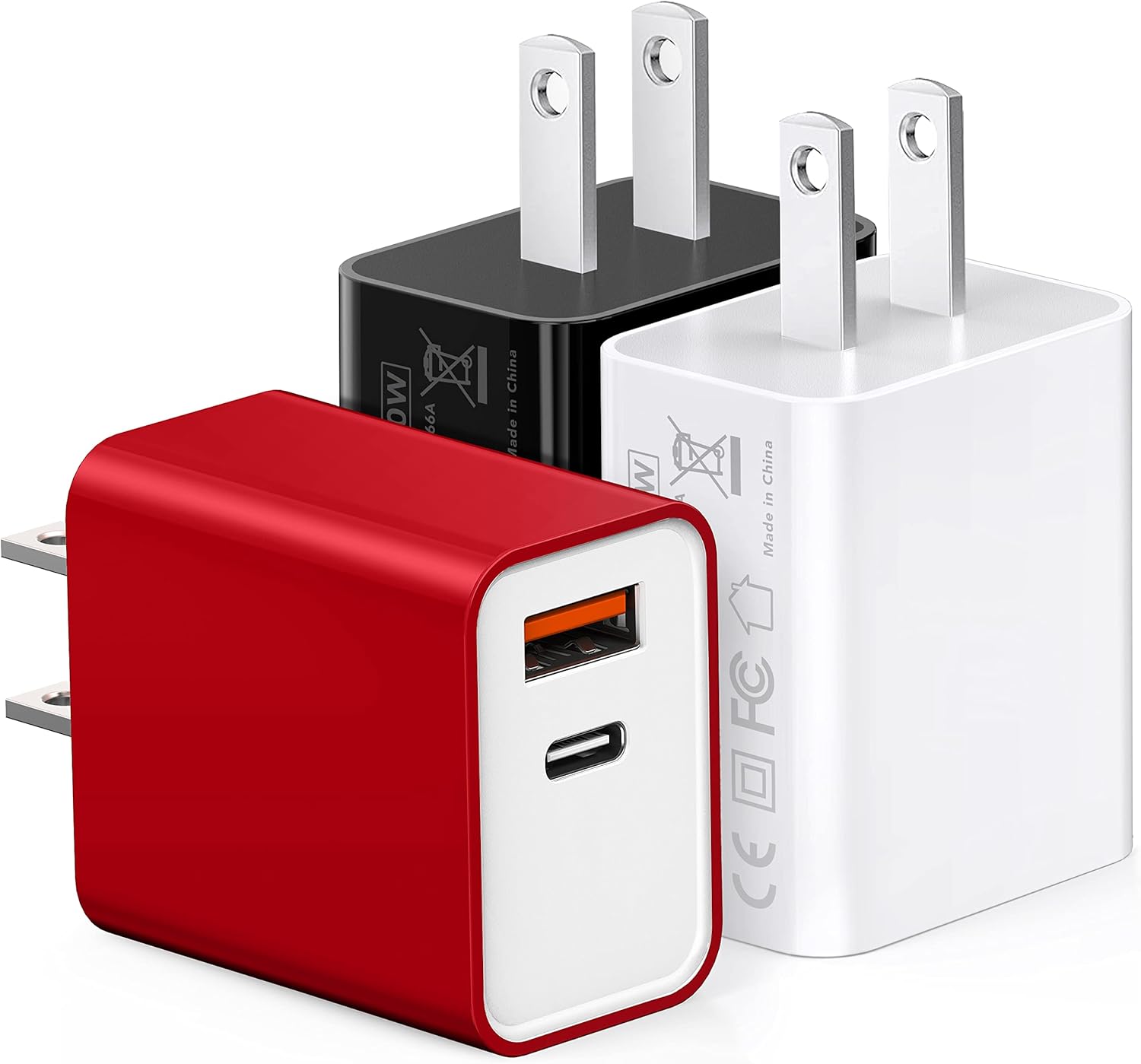 3 Pack 20W PD USB Charger, Dual-Port USB-C Wall Charger Plug in Block Station Type c Box Supper Fast Charging Brick for iPhone, Samsung Galaxy, Google Pixel, Motorola, Oneplus Kindle Cargador Cube