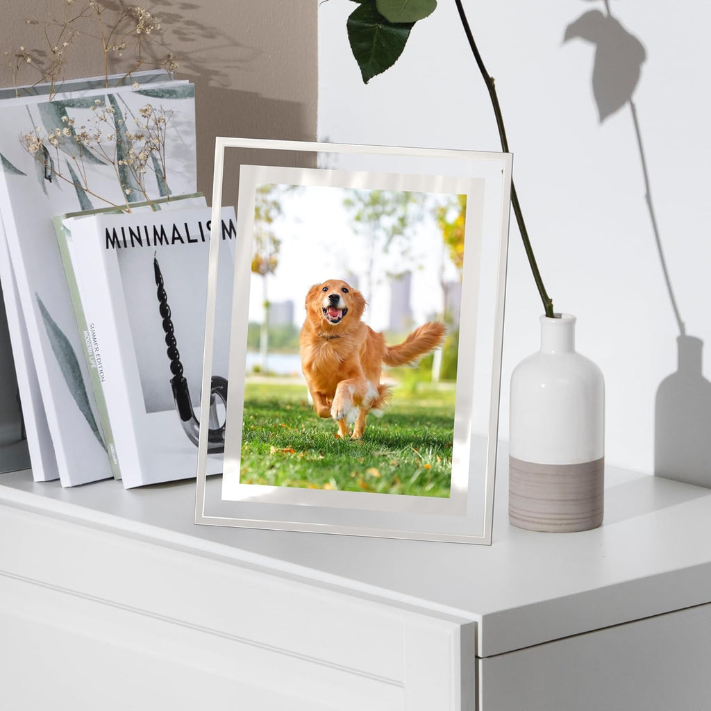 5x7 Picture Frames Set of 2, Desktop Clear Glass Photo Frame Horizontal or Vertical Display for Landscape, Portrait, Wedding, Pet Photos