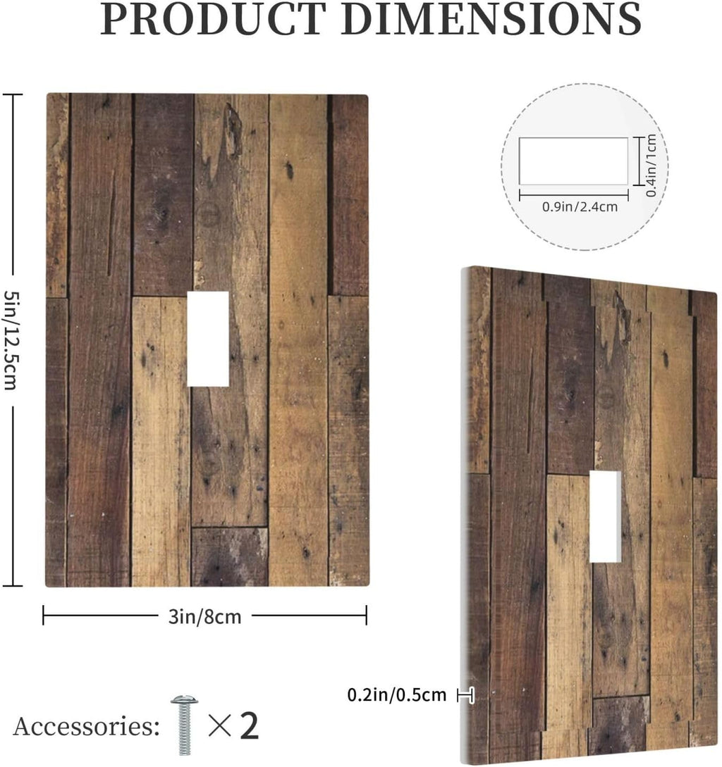 Cool Brown Wood Style Vintage Rustic Print Decorative Light Switch Cover 1 Gang Single Toggle Device Electrical Faceplate Switchplates Decorator Outlet Wall Plate for Farmhouse Home Decor