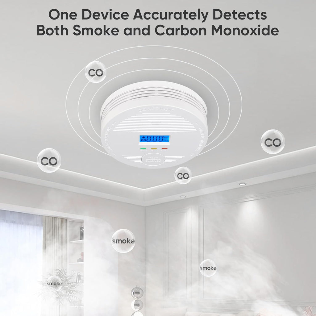 Interconnected Smoke and Carbon Monoxide Detector, 10-Year Battery Wireless Interlinked Smoke & CO Alarm with Dual Sensors, Home Fire & CO Safety Protection (1Pack)