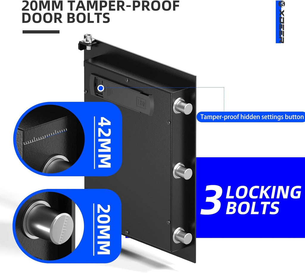 XDeer Biometric Safe Box, Quick-Access Security Safe Box with Upgraded Fingerprint, Steel Handgun Safe Lock Box for Kid/Home/Office (1.69 Cubic Feet)