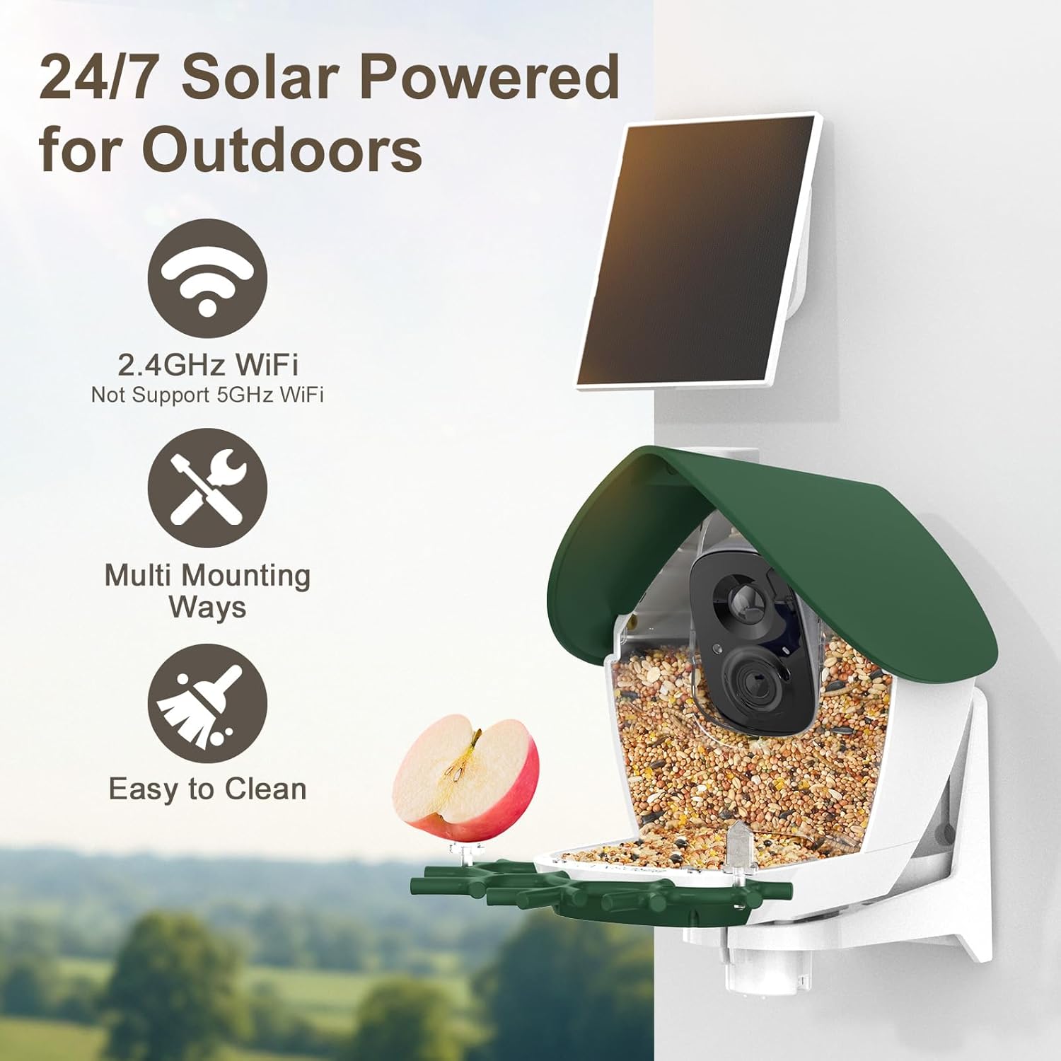 birdsnap® P33 - Smart Bird Feeder with Camera Solar Powered, 2K Video Bird Camera Feeder Live with 32GB Card, AI Identify Feather Species, Auto Record in Backyard, Ideal Gift for Birds Lover