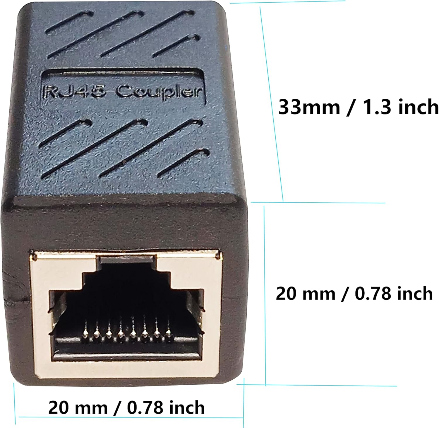 RJ45 in-Line Coupler Adapter Female to Female Ethernet Cable Extender 8-Pin Modular Network Connector for Cat7 Cat6 Cat5e Cat5 Ethernet Cable 2pcs