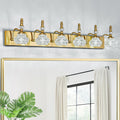Modern Glass Crystal Vanity Light - Vintage Bathroom Lighting Fixtures Over Mirror 6 Light Vanity Lights G9 Bulb (43.3 Inch, Gold)