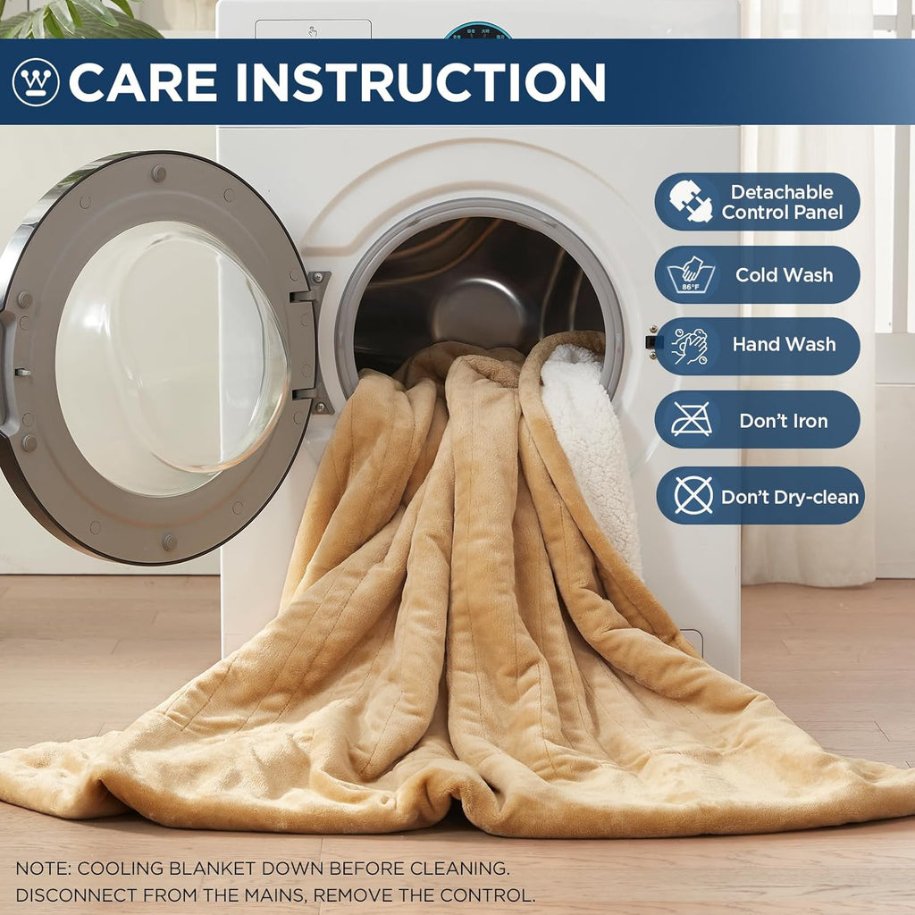 Westinghouse Electric Blanket Queen, Heated Blanket Queen Size with 10 Heating Levels and 1 to 12 Hours Heating Time Settings, Flannel to Sherpa Reversible, Machine Washable (84" x 90", Red)