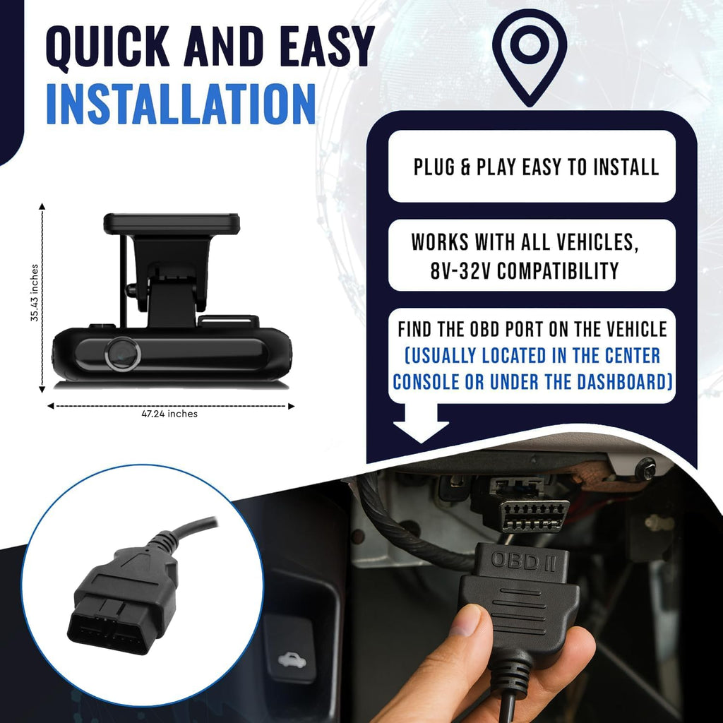 Rewire Security 4G Dual Vision Dashcam GPS Tracker with OBD II Power - Dual HD Cameras, Real-Time GPS Tracker for Vehicles, Cloud Storage - Interior & Road Recording - Easy Plug-and-Play Installation