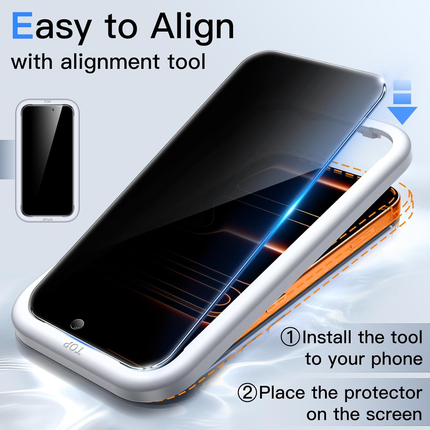 JETech Privacy Screen Protector for iPhone 17 Pro Max 6.9-Inch with Camera Lens Protector, Anti-Spy Tempered Glass Film, Easy Installation Tool, 2-Pack Each