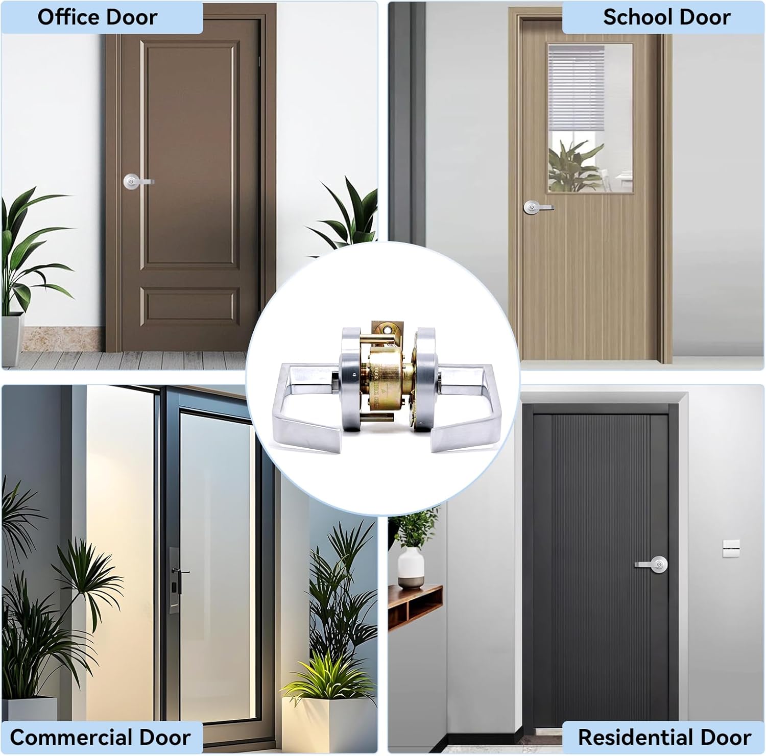 BSEED Passage Commercial Door Lever Lock, Heavy Duty Grade 2 Lever Handle, ADA Compliant, UL 3 Hour Fire Rated, Non-Handed, Satin Chrome Finish, 2-3/4" Backset for Hallway & Office Doors