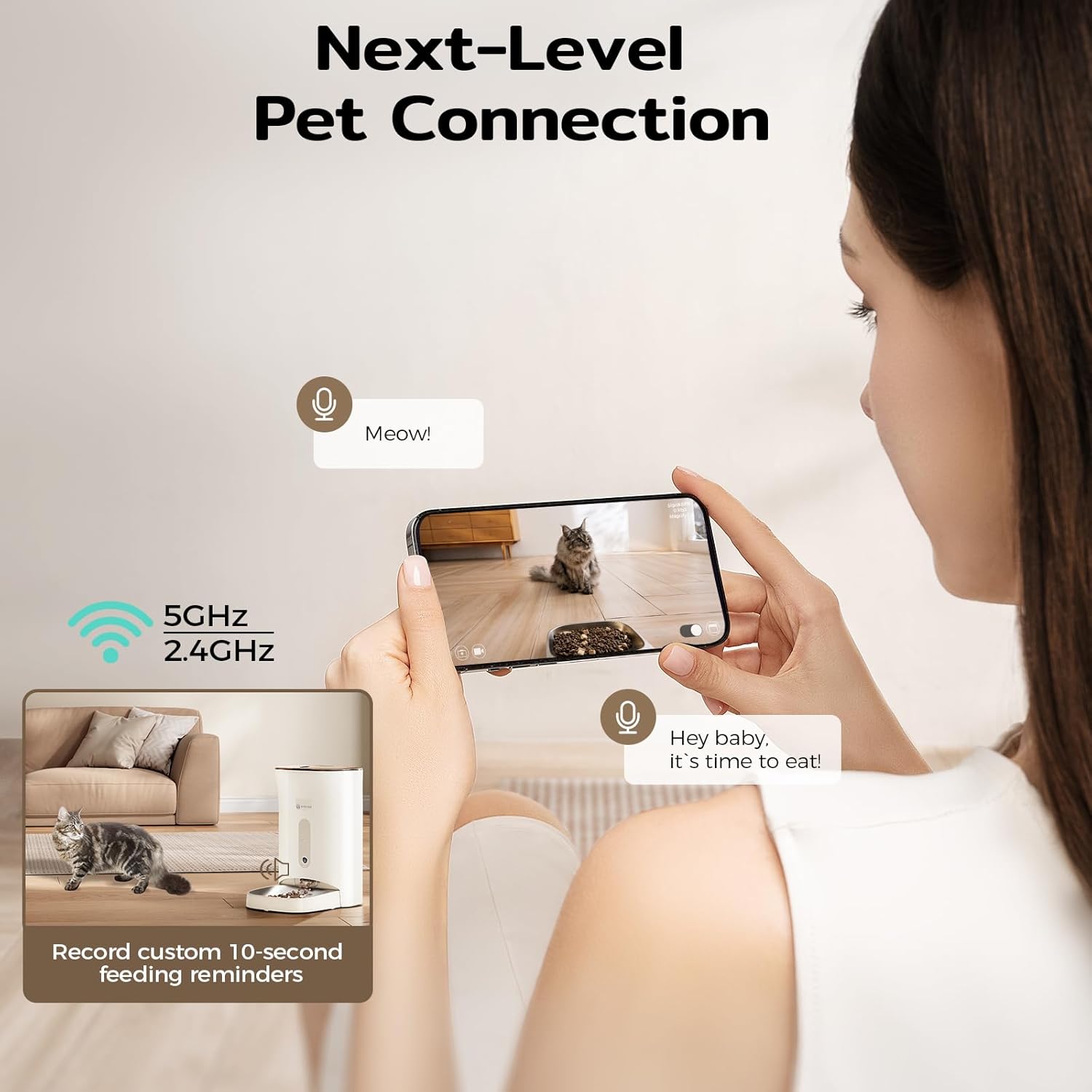 Automatic Cat Feeder with 2K HD Camera: 5G WiFi Automatic Dog Feeder with Night Vision,Cat Food Dispenser with APP,Pet Automatic Feeders Real-Time Video and Voice Call,Detachable for Easy Clean,F1 PRO