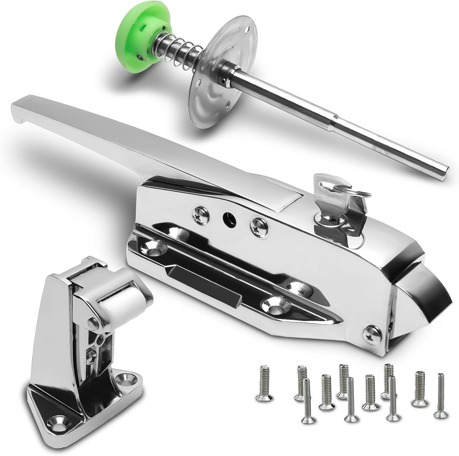 New Upgraded Walk in Cooler Door Handle, Walk in Cooler Door Closer Complete Latch Kit, Cooler Door Radial Latch, Offset -1/5 In-3/5 in(Offset) and 5.9" Solid Metal Interior Release Handle