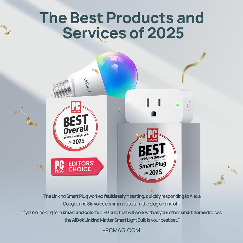 Linkind Matter Smart Plug, Work with Apple Home, Siri, Alexa, Google Home, SmartThings, Smart Outlet 15A/1800W Max, Smart Home Automation, APP Remote Control,Timer&Schedule, 2.4G Wi-Fi Only, 1 Pack